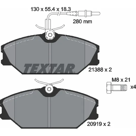 Колодки тормозные передние DAEWOO RENAULT TEXTAR 2138802