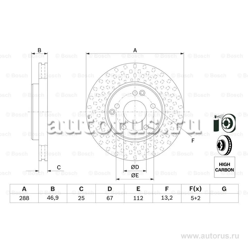 Диск тормозной передний BOSCH 0 986 478 624