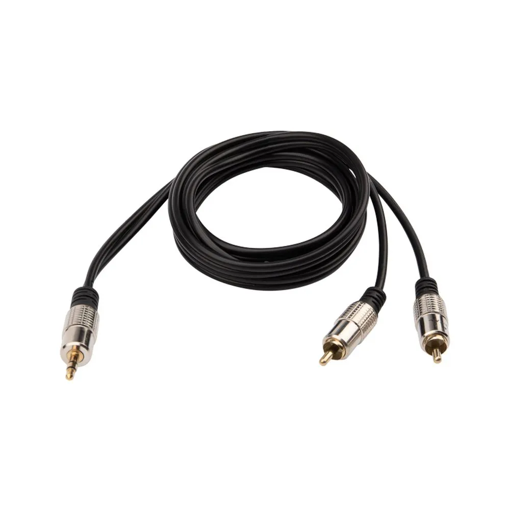 Шнур Стерео 3,5 мм - 2 RCA, длина 1,5 метра (GOLD-металл) REXANT 17-4222
