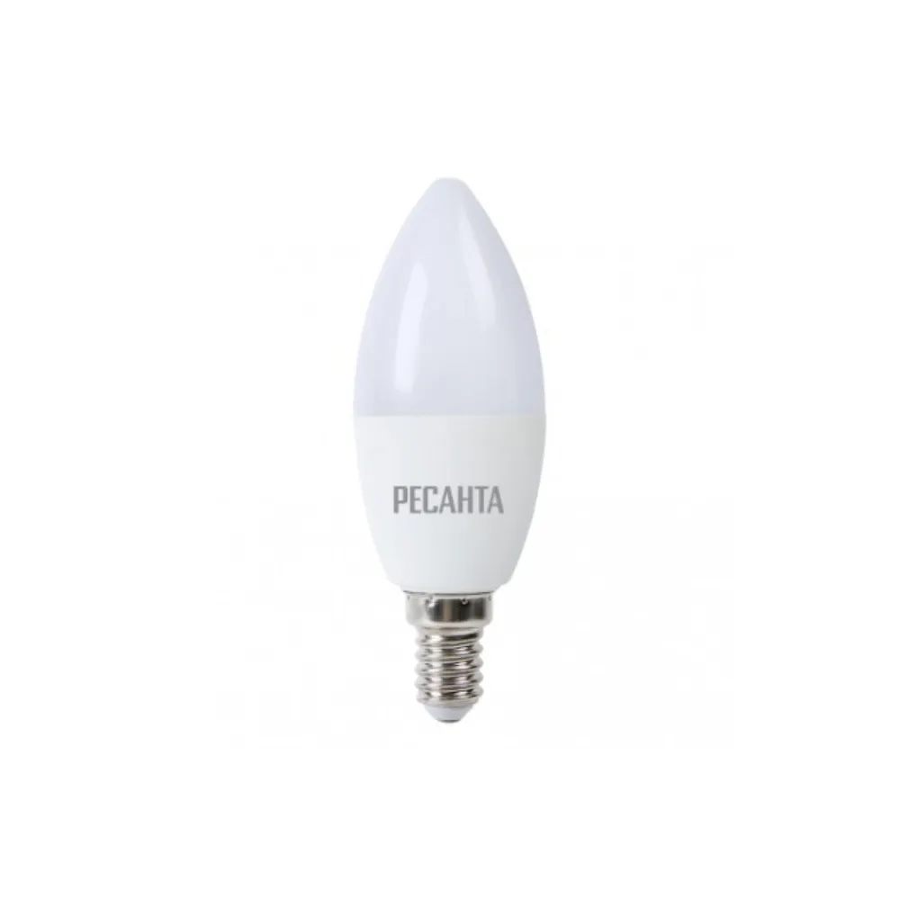 Лампа светодиодная 230V бытовая 7W E14 3000K Ресанта LL-R-C37 1 шт. картон 76/1/5