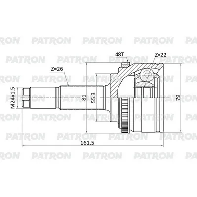 ШРУС наружный 26X55,3X22 Lifan X60 левый PATRON PCV2128