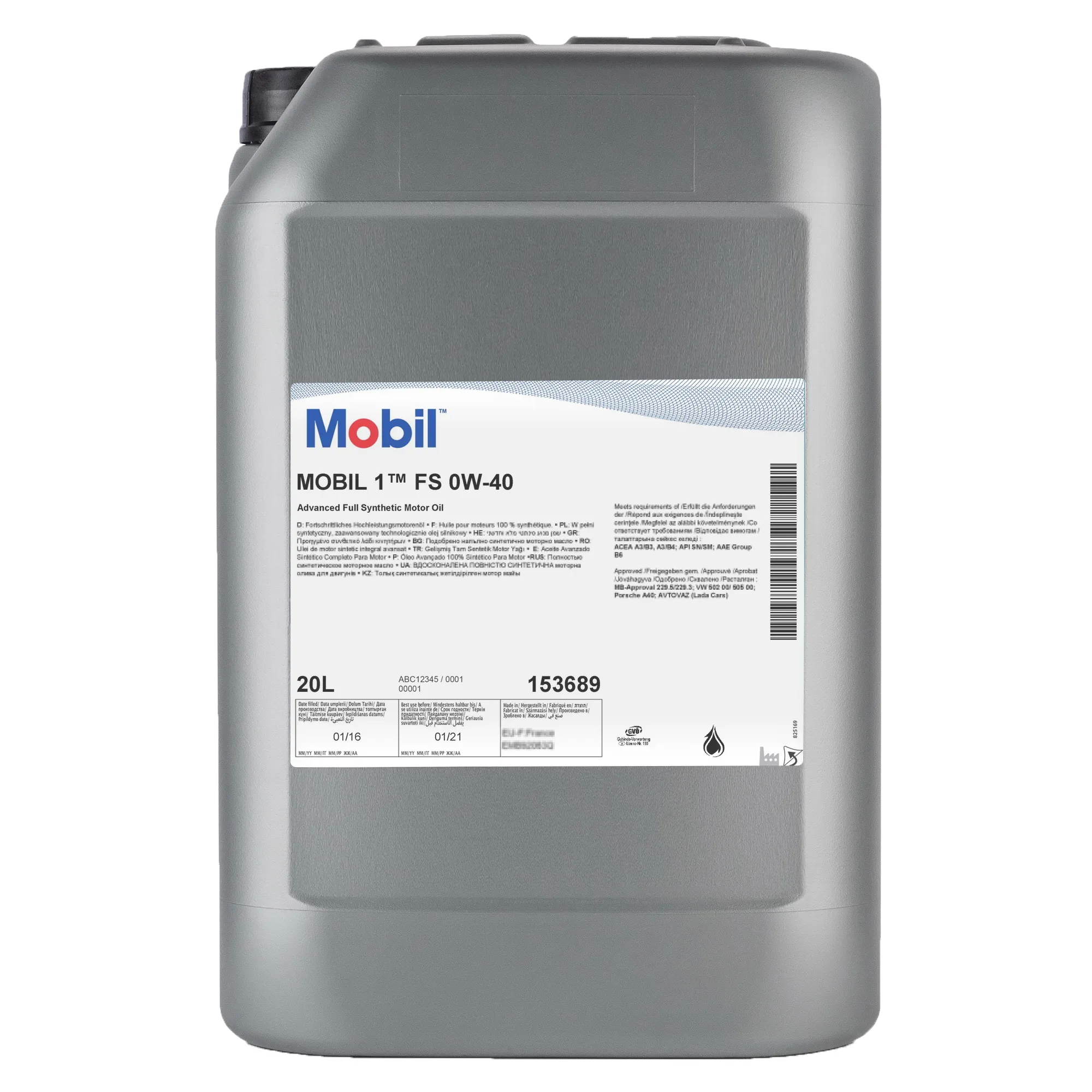 Масло моторное MOBIL 1 FS 0W-40 синтетическое 20 л 153689
