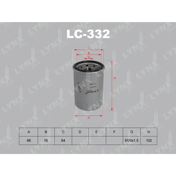 Фильтр масляный LYNXauto LC-332