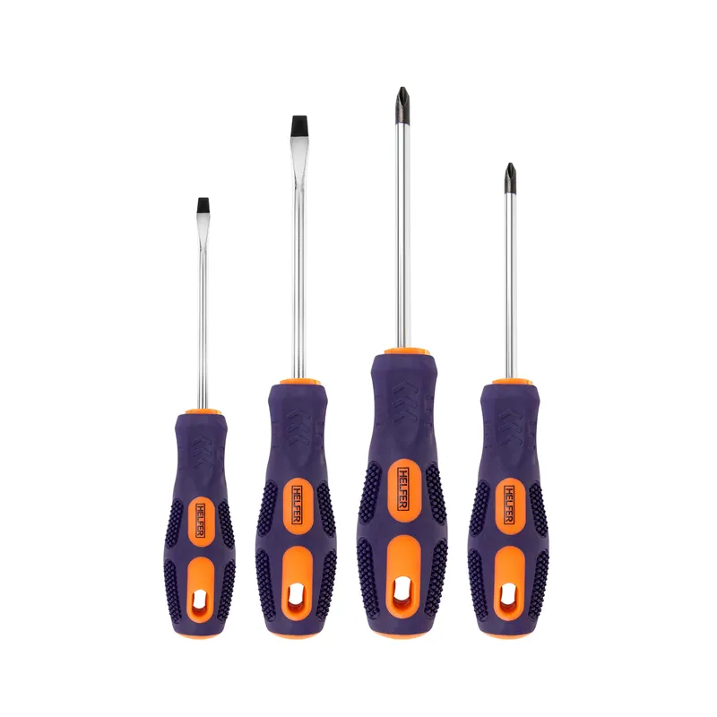 Набор отверток 4 шт. ( Cr-V, двухкомп. рукоят, намагн. након) HELFER HF004001