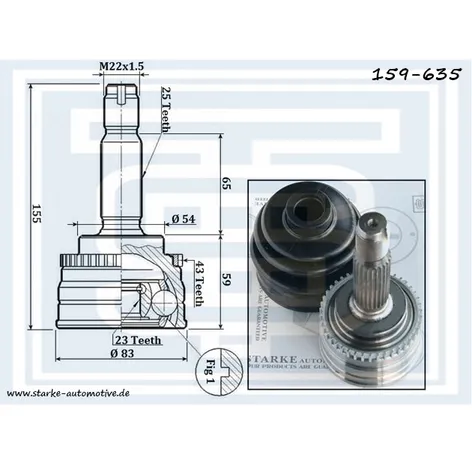 ШРУС MITSUBISHI CARISMA (DA) 1,6 --06.2006 с ABS STARKE 159-635