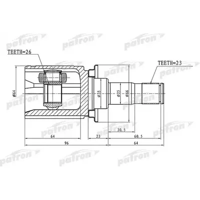 ШРУС внутренний задний 23x35x26 MITSUBISHI OUTLANDER CW PATRON pcv1397