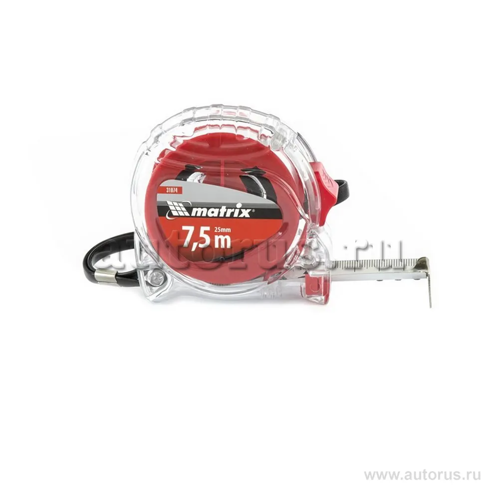 Рулетка Crystal, 7,5 м x25 мм, корпус из поликарбоната MATRIX 31074 MATRIX 31074