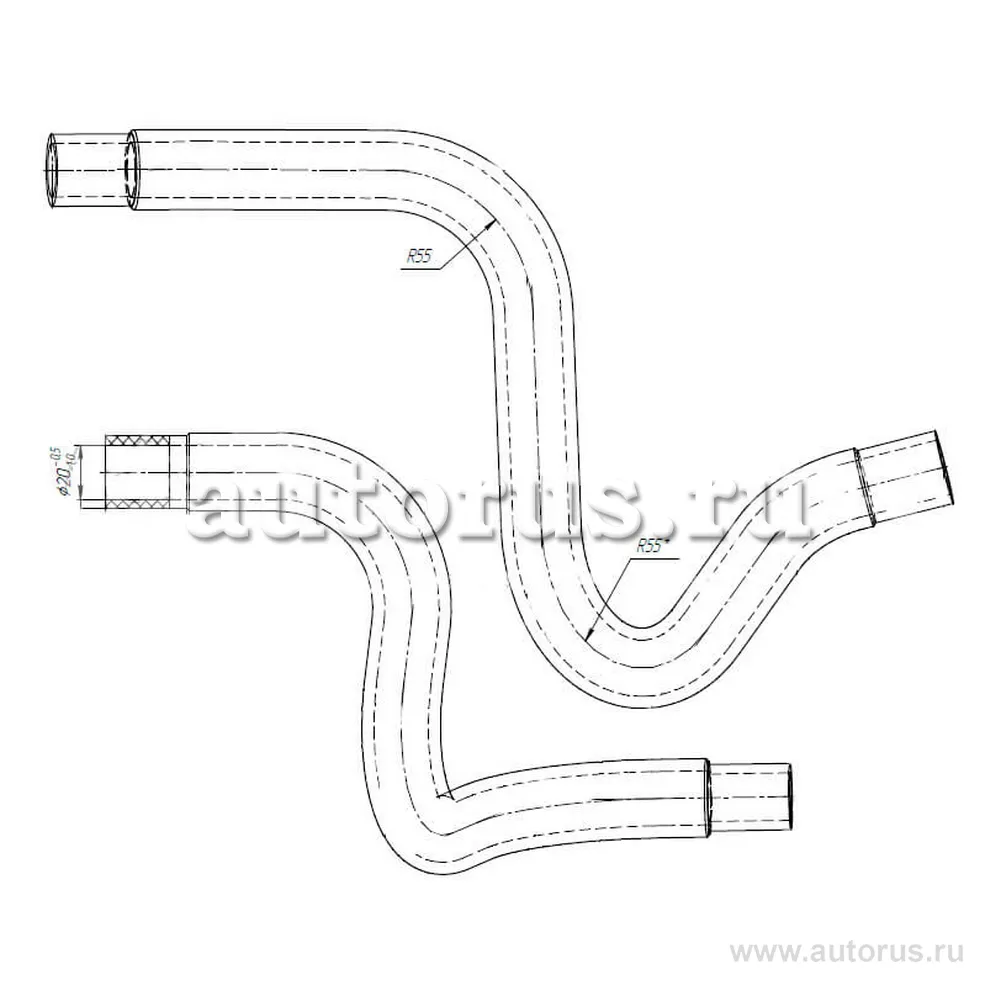 Кмпл патрубков отоп. для а/м Лада 2190-2192 Гранта (EPDM, 2шт.) LUZAR LPKh 0190