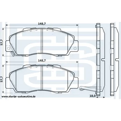 Колодки тормозные перед. HONDA ACCORD V-VI / PRELUDE IV-V / ROVER 600 STARKE 179-813