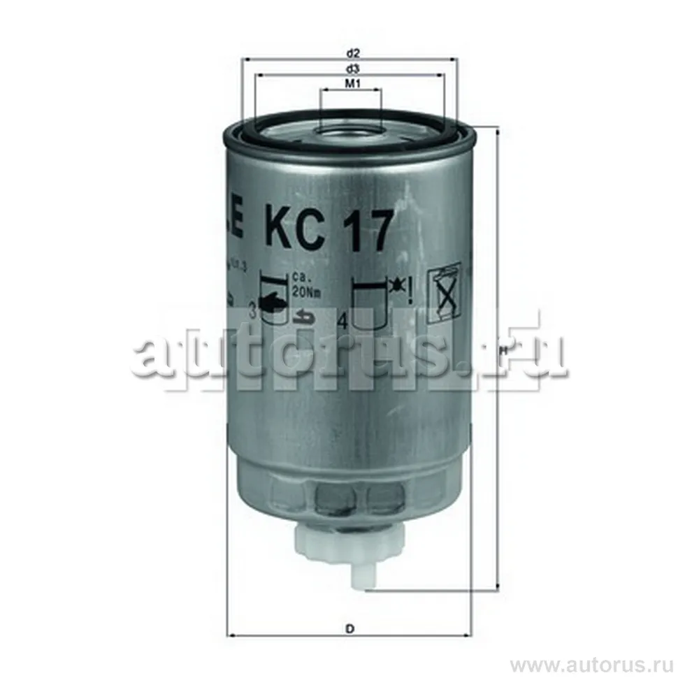 Фильтр топливный VAG/FIAT/FORD/OPEL mot.DIESEL KNECHT/MAHLE KC 17D