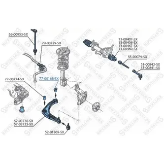 Сайлентблок рычага пер. Renault Safrane 2.2/3.0 92-96 STELLOX 77-00168-SX