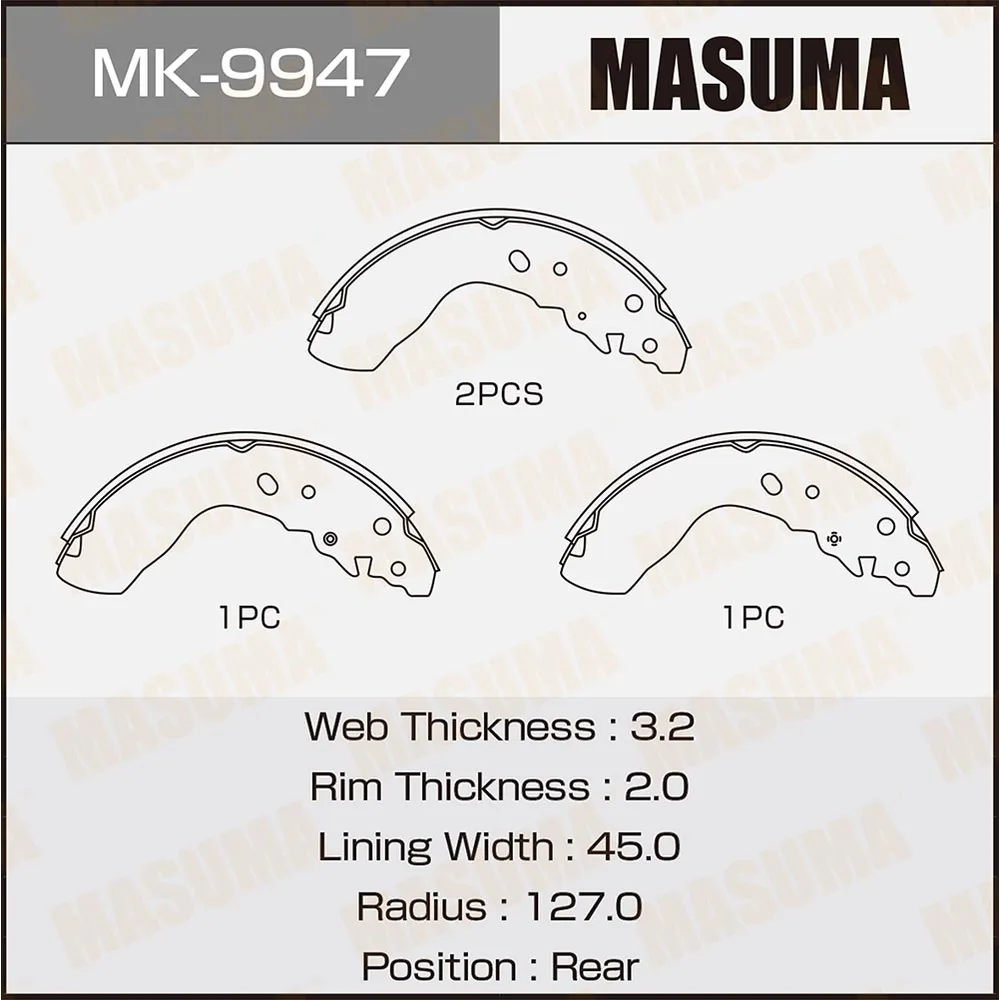 Колодки тормозные барабанные MASUMA MK-9947