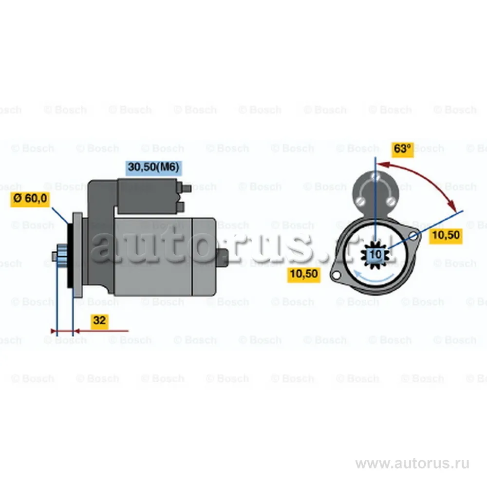 Стартер 12V 2KW