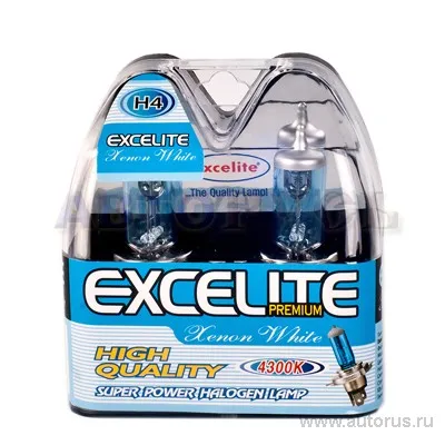 Лампа 12V H4 60/55W +80% EXCELITE Premium 2 шт. DUOBOX EXCELITE H4