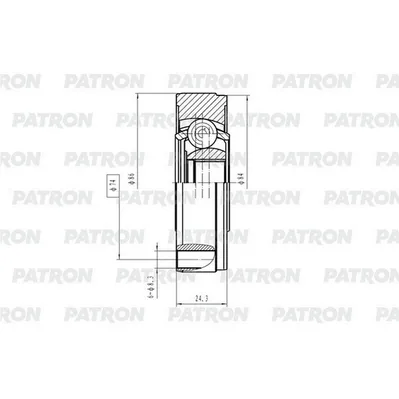 ШРУС кард.вала 19x74 VOLVO S60/S80/V60/XC60/XC70 II 06- PATRON PCV2182
