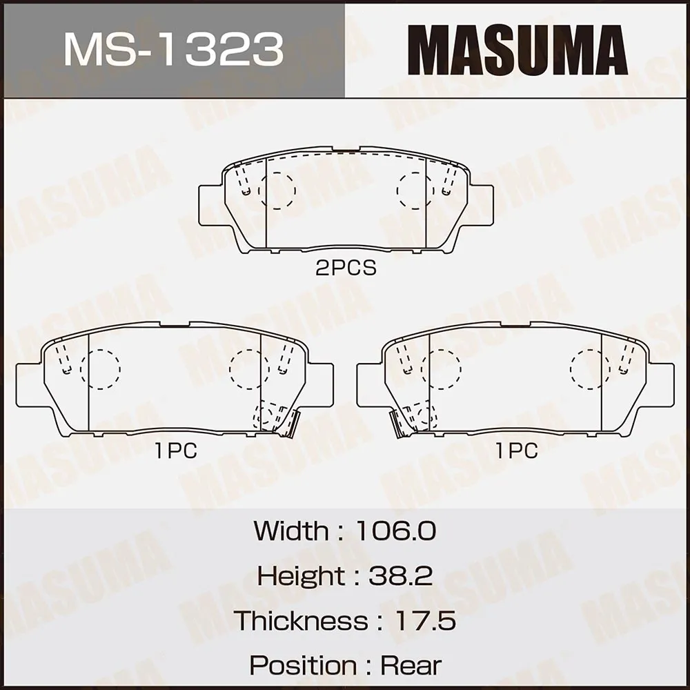 Колодки задние TOYOTA AVALON MASUMA MS-1323