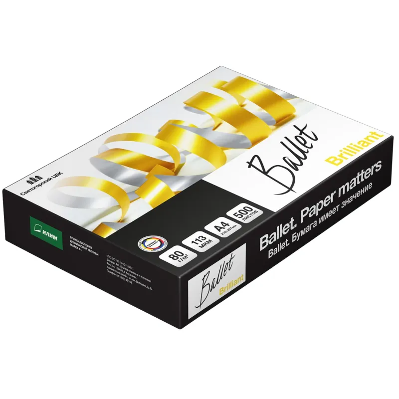 Бумага офисная Ballet Brilliant (А4, марка А, 80 г/кв.м, 500 л) Ballet 434199