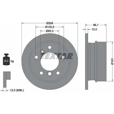 Диск тормозной задний с покрытием PRO MERCEDES-BENZ/PUCH/VOLKSWAGEN TEXTAR 92137503