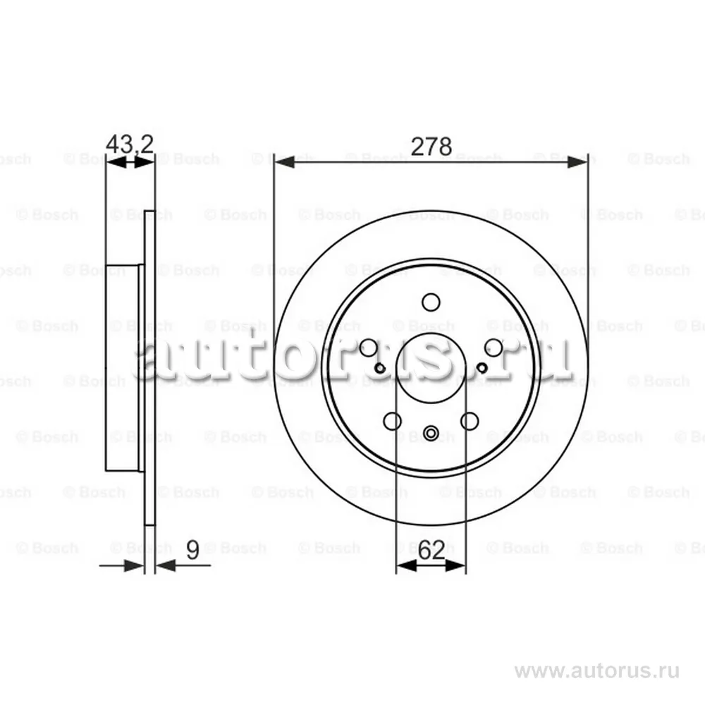 Диск тормозной задний SUZUKI SX4 06-> /D=278MM (венгрия) BOSCH 0986479047