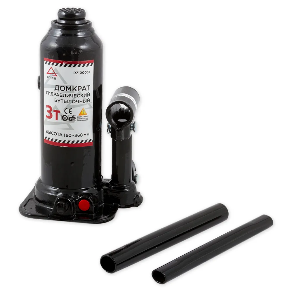 Домкрат гидравлический бутылочный 3 т 190-368 мм ARNEZI R7100031