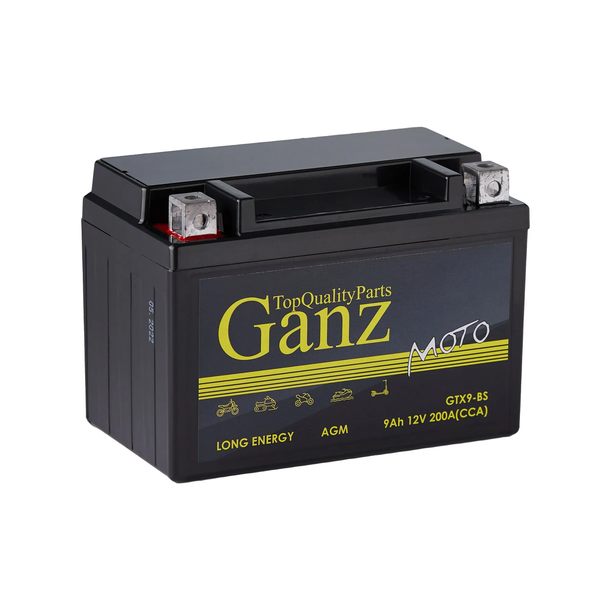 Аккумулятор GANZ мото AGM 9 А/ч прямой L+ 152x87x107 мото EN 200 А