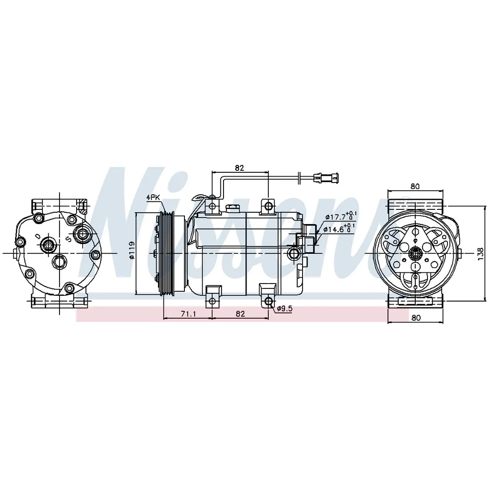 Компрессор кондиционера VAG A4(B5)/A6(C5)/Passat B5 mot.1,8T/ 1,9TDI NISSENS 89029