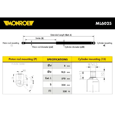 Амортизатор капота MERCEDES-BENZ: M-CLASS ML W164 05-11