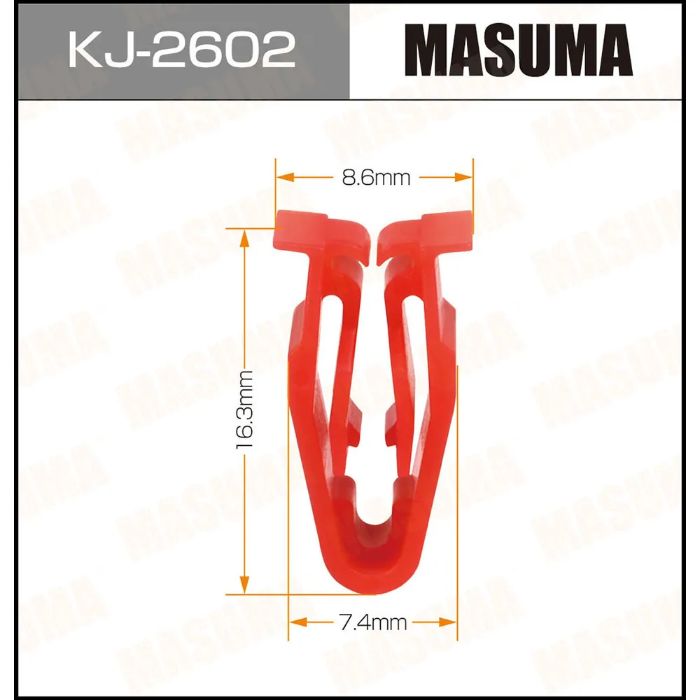 Клипса автомобильная (автокрепеж) MASUMA 2602-KJ уп.50 KJ2602