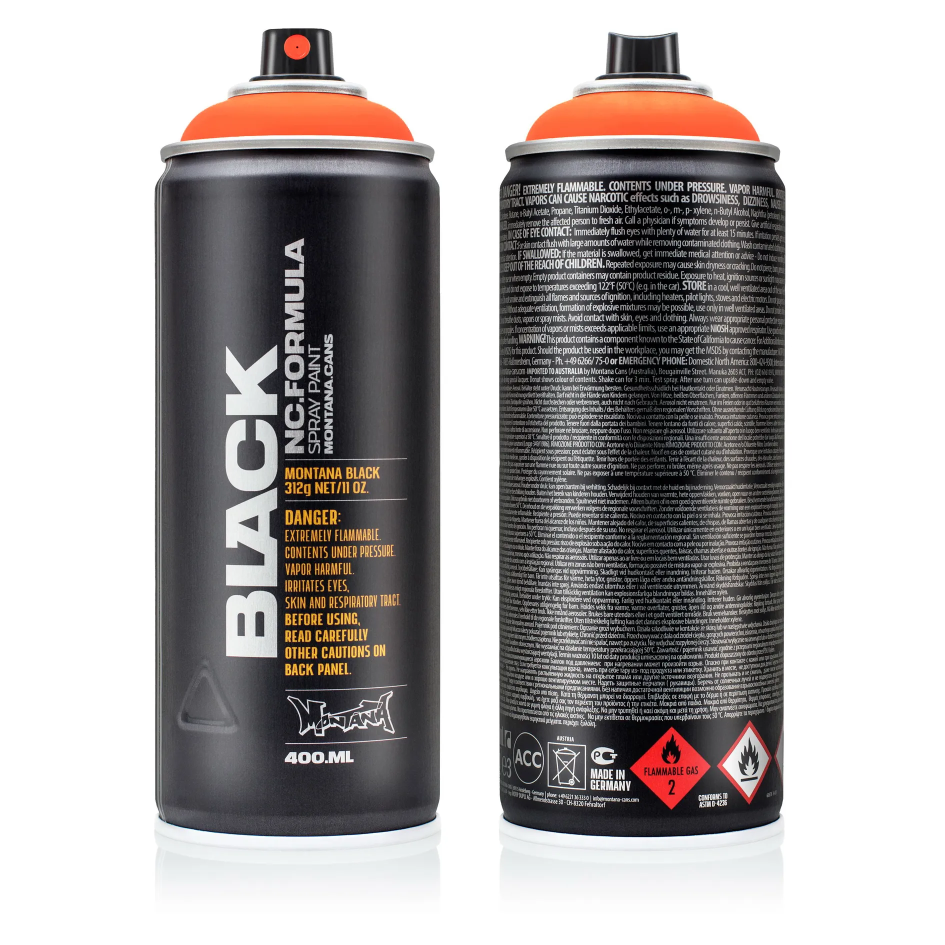 Краска BLACK оранжевый атом MONTANA CANS 2120BLK
