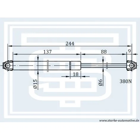 Амортизатор капота BMW E34 --09.95 L244mm / 380N STARKE 181-250