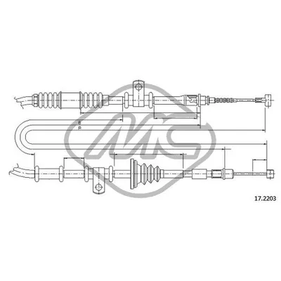 Трос ручника MIT COLT 1/2-1/3-1/5-DS (DISC BRAKE) DX-RH Metalcaucho 82260