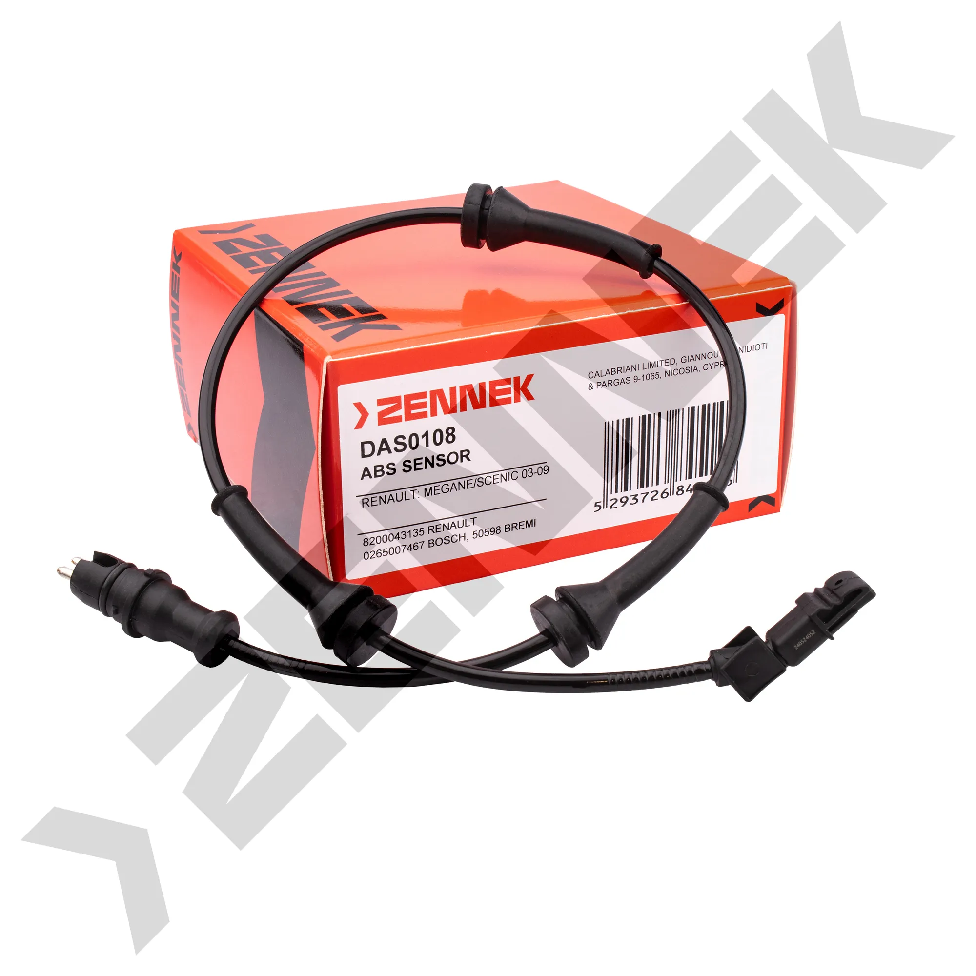 Датчик ABS передний левый/правый RENAULT MEGANE/SCENIC 03-09 ZENNEK DAS0108