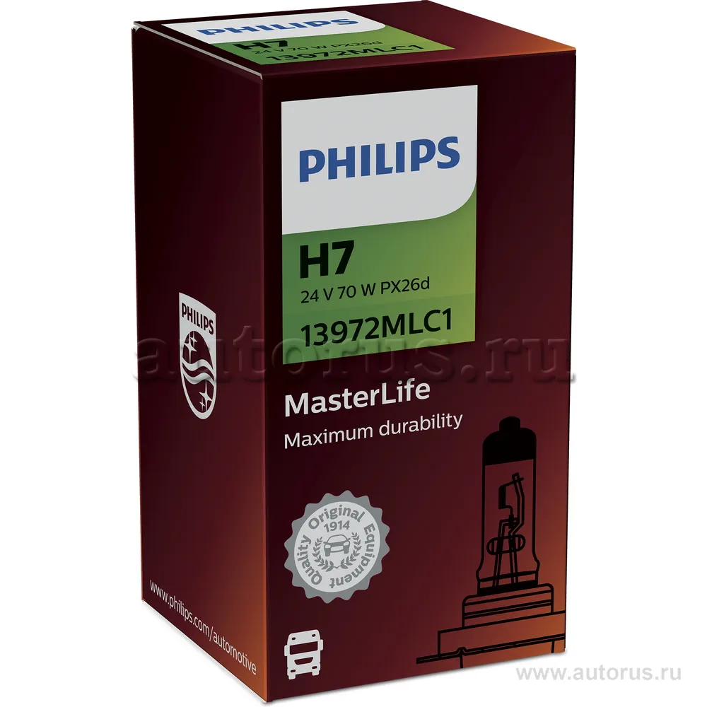 Лампа 24V H7 70W PX26 MasterLife PHILIPS 13972MLC1