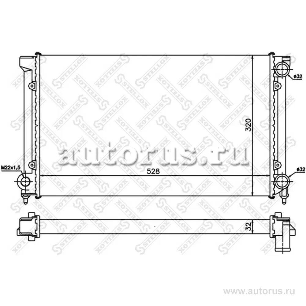 Радиатор системы охлаждения VW Passat 1.6/1.8 88-92 STELLOX 10-25003-SX