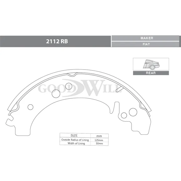 Колодки тормозные барабанные, комплект LADA GOODWILL 2112RB