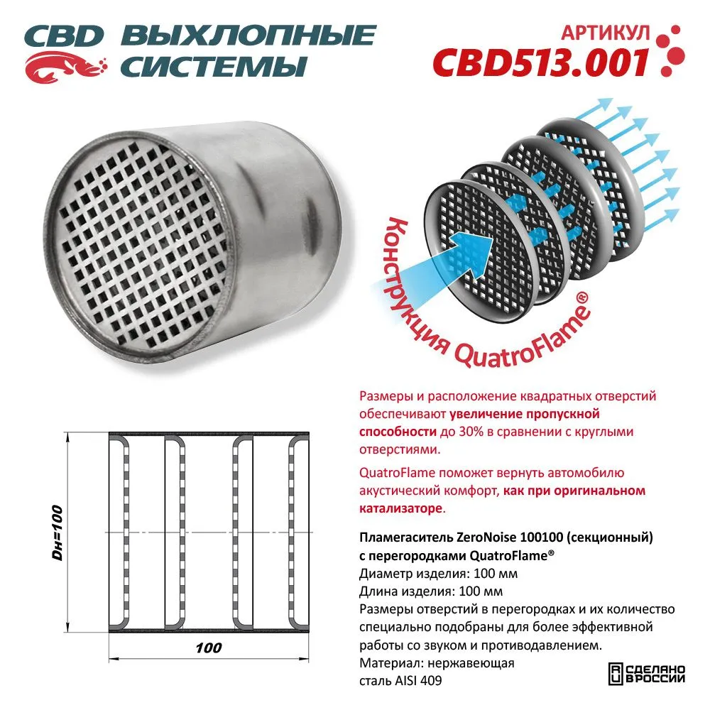 Пламегаситель коллекторный 100100 секционный из Нерж стали. CBD513.001