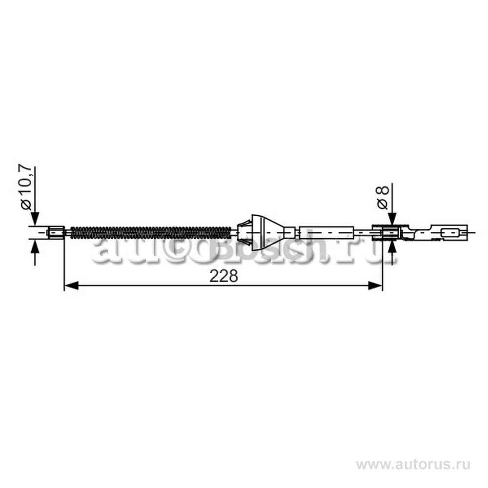 Трос ручника зад. л.п Ford Focus all 04 08 drum BOSCH 1 987 482 122
