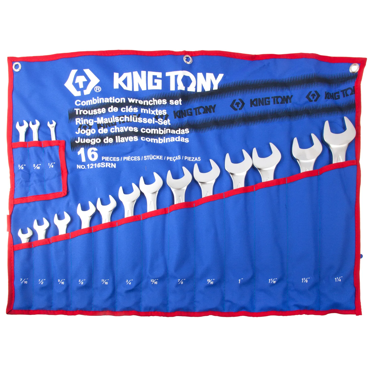 Набор комбинированных ключей, 1/4-1&1/4, 16 предметов KING TONY 1216SRN