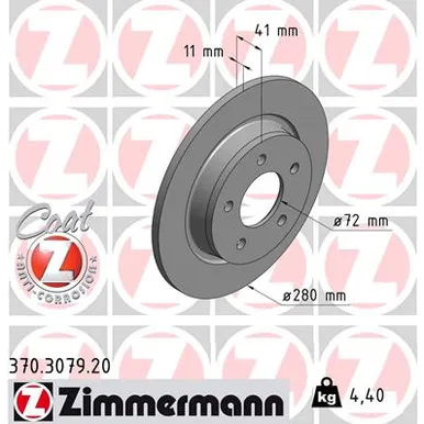 Диск тормозной задний MAZDA 3/5/PREMACY ZIMMERMANN 370307920