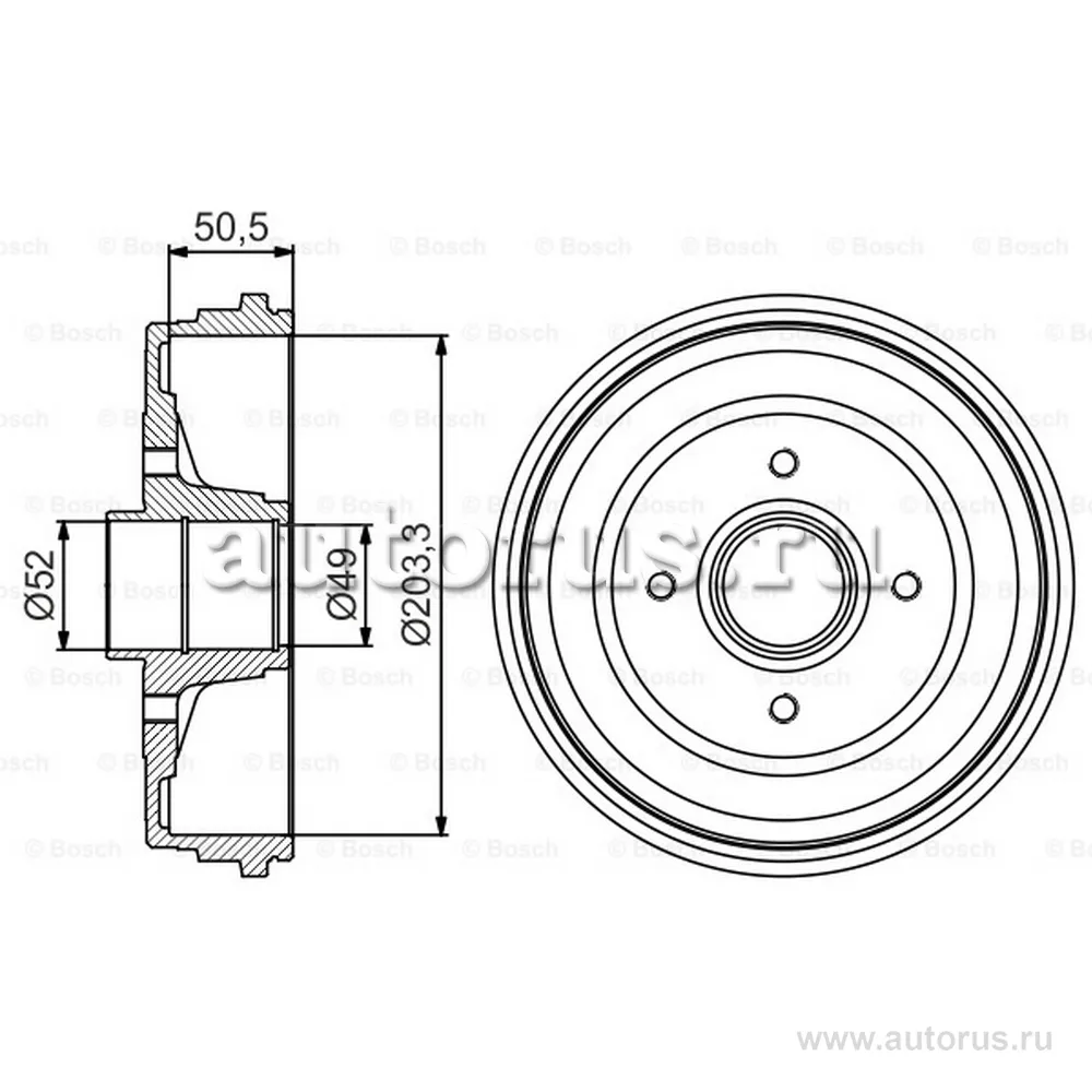 Барабан тормозной BOSCH 0986477205