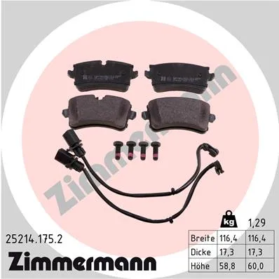Колодки тормозные дисковые Audi inkl Zubehor A6 (4G2, C7) 20 TDI 01201 ZIMMERMANN 25214.175.2