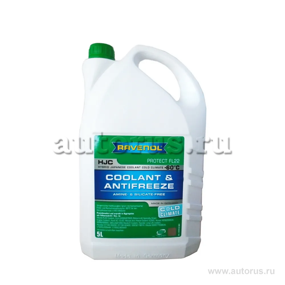 Антифриз готовый к прим. зеленый RAVENOL HJC COLD CLIMATE -60°C Protect FL22 (5л) 1410143-005 (4014835841239)