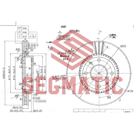 Диск тормозной передний HYUNDAI SONATA IV (EF) 01-04, ELANTRA XD 00- SEGMATIC SBD30093141
