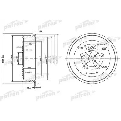 Барабан тормозной задн TOYOTA: CARINA E 92-97, CARINA E Sportswagon PATRON pdr1182