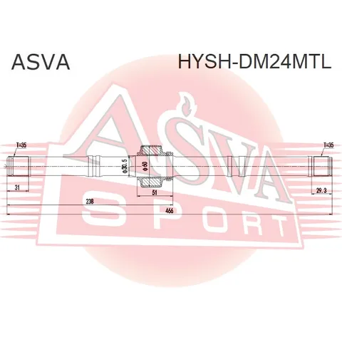 Полуось правая 28x430x28 (без подшипника) ASVA HYSHDM24MTL