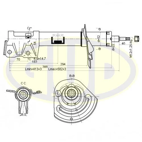 АМОРТИЗАТОР ПЕРЕДН ЛЕВ ГАЗ DODGE CALIBER/JEEP COMPASS 07 G.U.D GSA334643