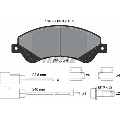 Колодки передние с противошумной пластиной Q+ FORD Transit 2.2-2.4 2006-> TEXTAR 2448501