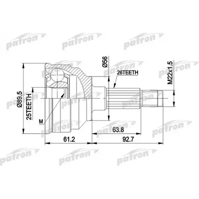 ШРУС наружн к-кт 26x56x25 MAZDA: 626 9.87-92 PATRON PCV1059