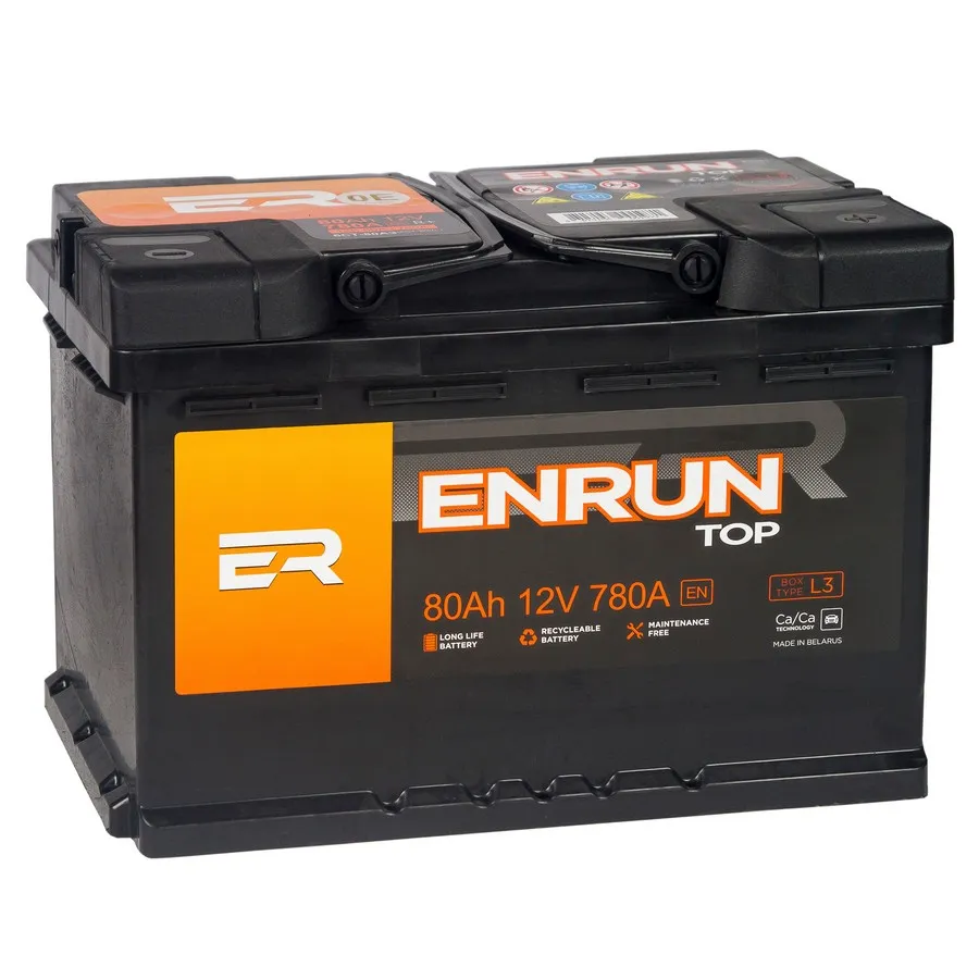 Аккумулятор ENRUN Top 80 А/ч обратный R+ 278x175x190 L3 EN 820 А