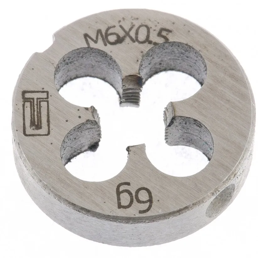 Плашка круглая метрическая М6x0,5 мм СИБРТЕХ 77015